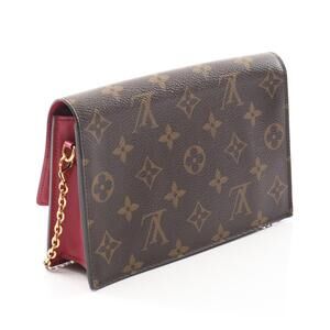 Louis Vuitton Wallet Brown Leather Chain Flore Shoulder Bag Portefeuille Pink